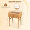 Bamboo Makeup Vanity Table with Mirror with 2 Storage Drawers-Natural